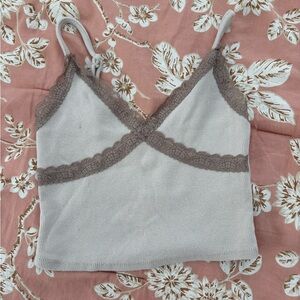 Garage Lace Trim Cream Cami Top